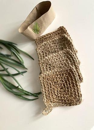 Еко мочалка із джута для посуду, эко губка для уборки, мочалка из джута