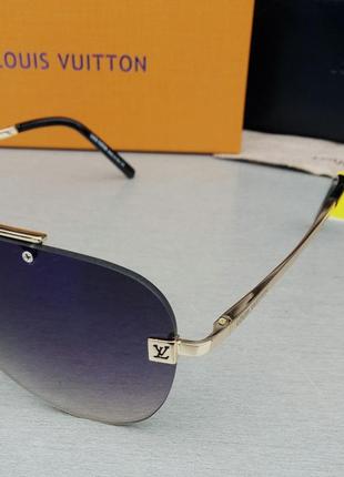 Окуляри в стилі louis vuitton стильні сонцезахисні окуляри краплі унісекс синьо-фіолетовий градієнт дзеркальні3 фото