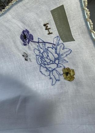 Хустка hanae mori бавовна білий вишивка квіти метелик3 фото