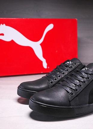 Чоловічі шкіряні кеди puma legio black2 фото