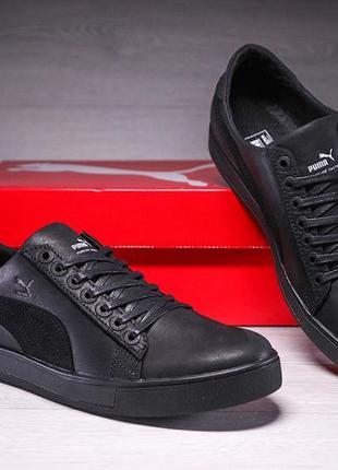 Чоловічі шкіряні кеди puma legio black3 фото