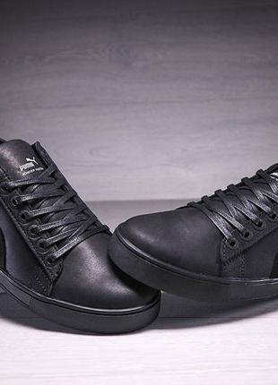 Чоловічі шкіряні кеди puma legio black5 фото