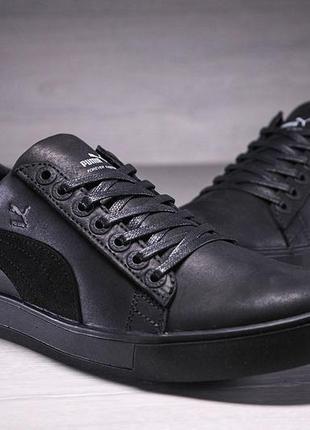 Чоловічі шкіряні кеди puma legio black6 фото