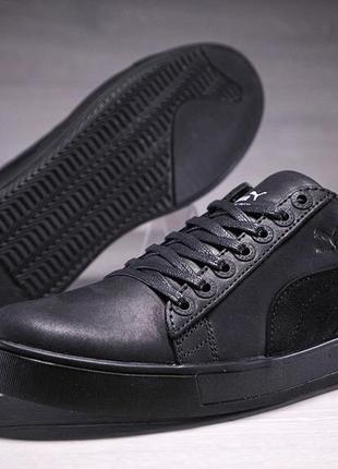 Чоловічі шкіряні кеди puma legio black8 фото