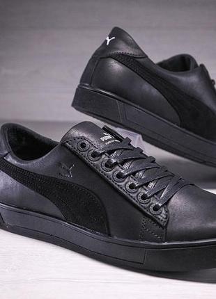 Чоловічі шкіряні кеди puma legio black7 фото