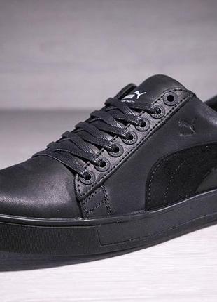 Чоловічі шкіряні кеди puma legio black9 фото