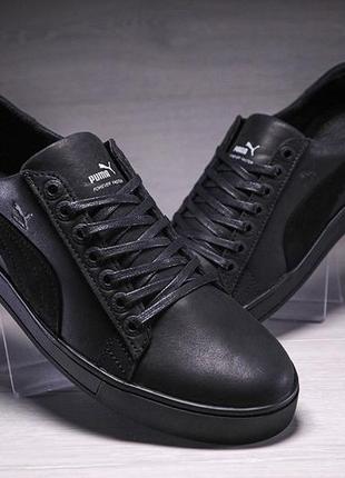 Чоловічі шкіряні кеди puma legio black1 фото