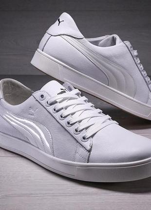 Чоловічі шкіряні кеди puma legio white9 фото