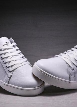 Мужские кожаные кеды puma legio white10 фото