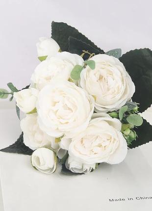 Букет искусственных цветов,  пионы и чайная роза1 фото