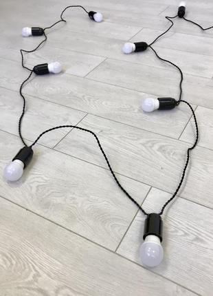 Ретро гирлянда эдисона 3 метра + 2 метра провода к вилке на 7 led ламп белого свечения по 4вт9 фото