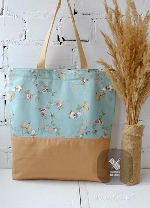 Еко сумка для покупок "лазур", тканинна сумка-пакет, еко-торба, шоппер1 фото