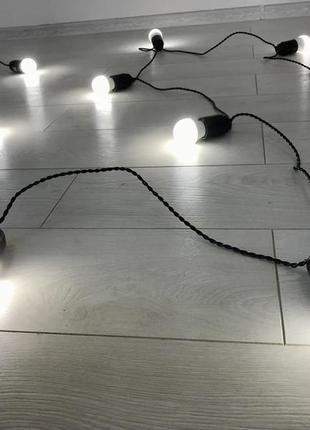 Ретро гирлянда эдисона 5 метров + 2 метра провода к вилке на 11 led ламп белого свечения по 4вт5 фото