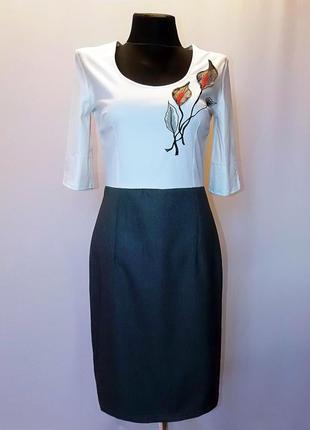 Суперцена. стильное платье, вышивка аппликация. турция. новое, р. 42-52