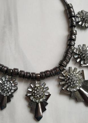 Колье ожерелье с кристаллами swarovski сваровски под серебро серебряного цвета винтажный винтаж