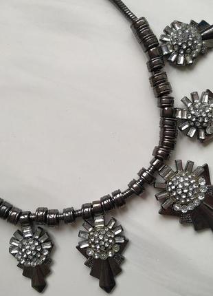 Колье ожерелье с кристаллами swarovski сваровски под серебро серебряного цвета винтажный винтаж3 фото