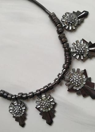 Колье ожерелье с кристаллами swarovski сваровски под серебро серебряного цвета винтажный винтаж4 фото