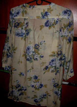 Сукня туніка floral батист бежева блакитна3 фото
