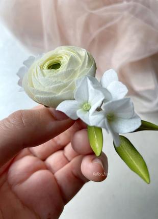 Весільна шпилька для волосся з квітами2 фото