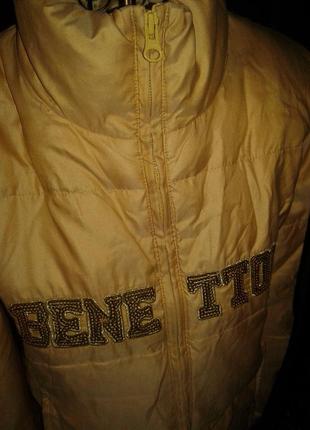 Куртка натуральный пух золотая benetton5 фото