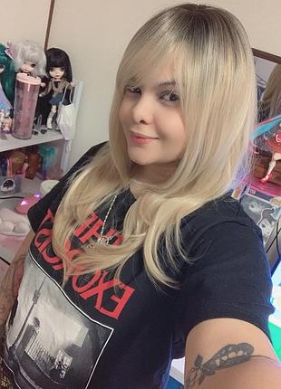 Парик пшеничный блондинка женский средней длины термоволосы (259-1)