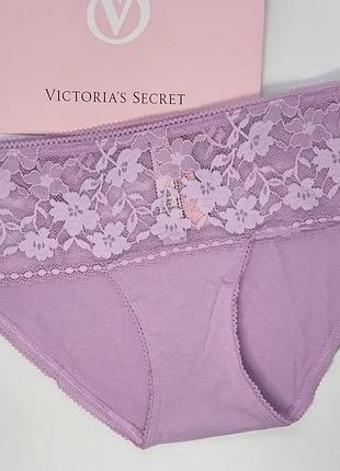 Трусики из сверхмягкого стрейч - хлопка, талия из цветочного кружева, victoria's secret оригинал