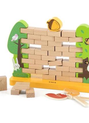 Деревянная настольная игра viga toys стена из кирпичиков (44566)2 фото