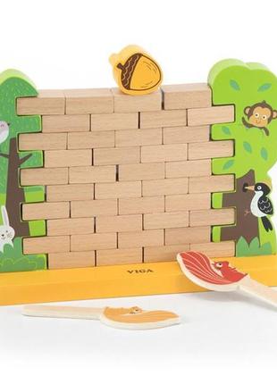 Дерев'яна настільна гра viga toys стіна з цеглинок (44566)