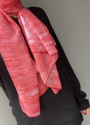 Коралловый розовый палантин шарф шаль4 фото