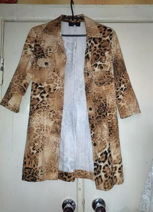 Длинный пиджак леопардовый пиджак звериный принт кардиган.1 фото