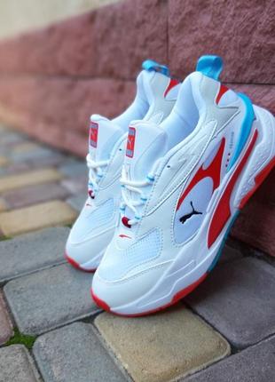 Женские бело-красные кожаные кроссовки puma rs-fast buck 🆕 кроссовки пума6 фото