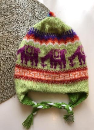Тёплая,двухсторонняя шапка ушанка,этно бохо стиль