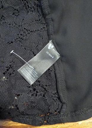 Чорна шифонова сорочка / рубашка / блузка з мереживом6 фото