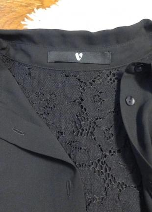 Чорна шифонова сорочка / рубашка / блузка з мереживом5 фото