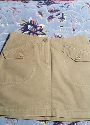 Юбка h&m 34 р xs-s  ,цвет хаки,100% cotton
