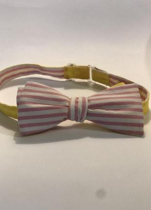 Розовая полоска / желтая галстук-бабочка1 фото