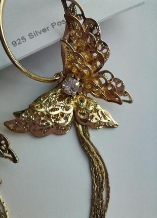 Ошатні сережки сережки кільця з метеликом4 фото