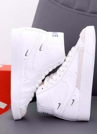 Білі кросівки кеди снікерси хайтопи nike blazer white high hi8 фото