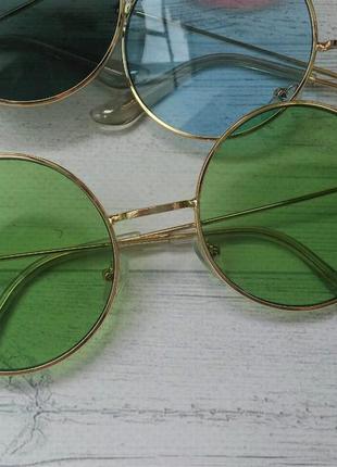 Цветные круглые очки тишейды зелёный1 фото
