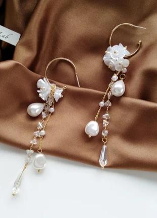 Довгі сережки з перлами бароковим4 фото