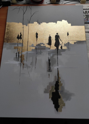 Интерьерная картина (ручной работы) "после дождя", 2022 г3 фото