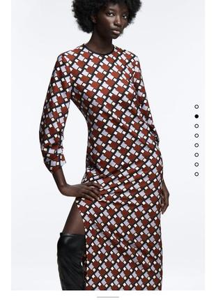 Новое женское платье-миди с принтом зара, новая коллекция, размер xl -xxl2 фото