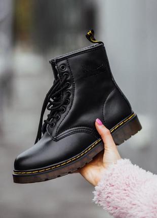 Dr.martens 1460 black женские черные зимние ботинки мартинс с мехом распродажа последний размер чорні ботінки мартінси 36 розпродаж