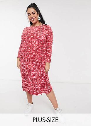 Вільне плаття міді з довгими рукавами і принтом