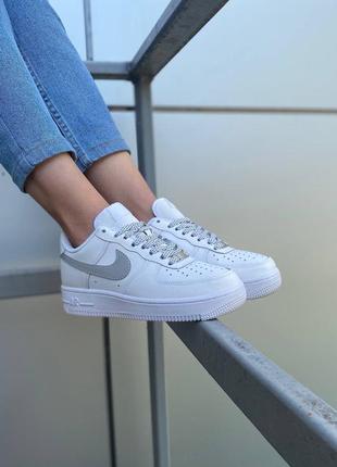 Nike air force white (рефлектив) женские кроссовки найк аир форс3 фото