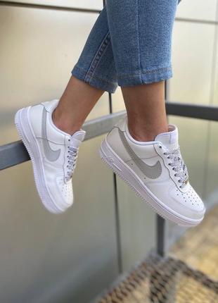 Nike air force white (рефлектив) женские кроссовки найк аир форс4 фото