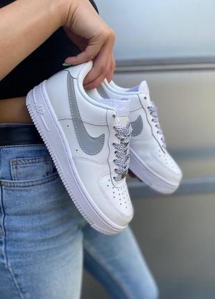 Nike air force white (рефлектив) женские кроссовки найк аир форс6 фото