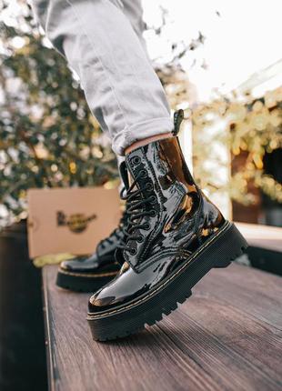 Dr.martens jadon black жіночі демісезонні чорні лаковані черевики мартінс 38 розпродаж весна осінь жіночі лаковані чорні ботінки демісезон