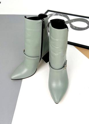 Ботильоны, фисташковый, натуральная кожа, деми