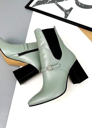 Ботильоны, фисташковый, натуральная кожа, деми